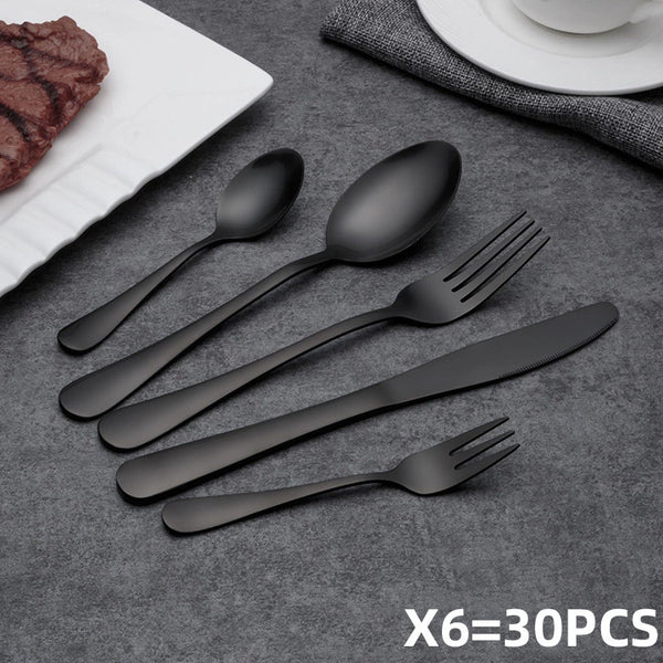 Black Stainless Steel Western Cutlery Set