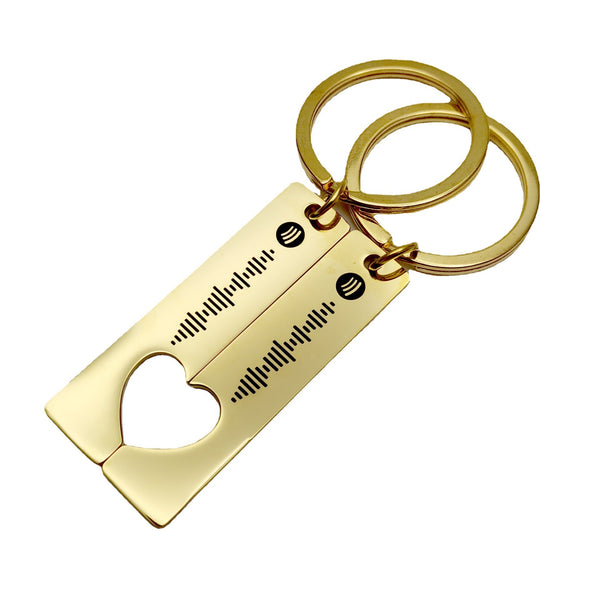 DIY Personal Personalized Music Sharing Scan Code Stainless Steel Long Couple Keychain