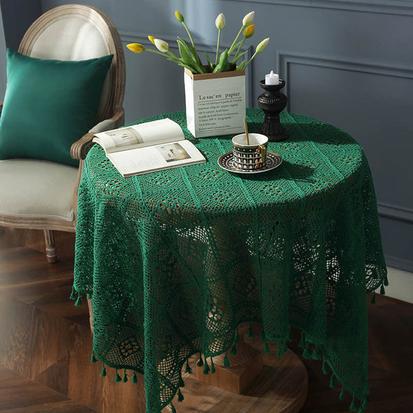 Black Tassel Tablecloth Cover Towel Table