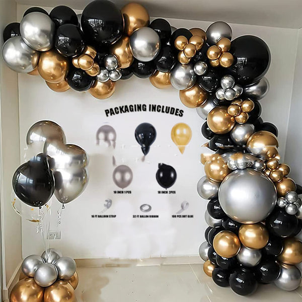 Black Gold Sequined Theme Party Balloon Set