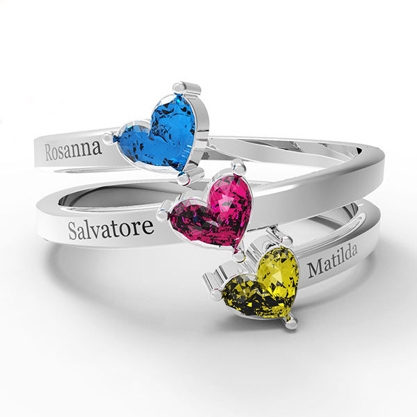 Silver Love Heart Ring With Personalized Name