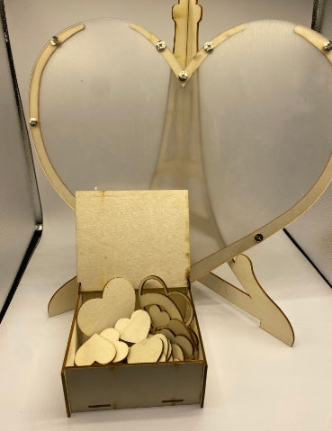 Guest X Heart Shaped Wooden Guest Message Drop Box