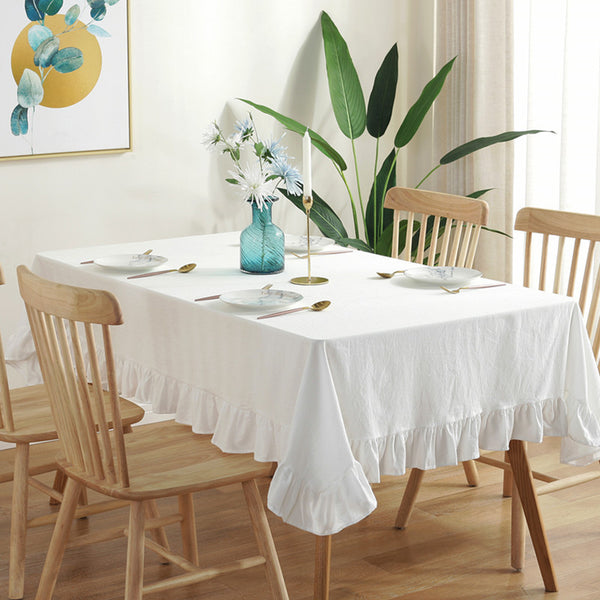 European Simple Washed Crinkled Cotton Lotus Tablecloth