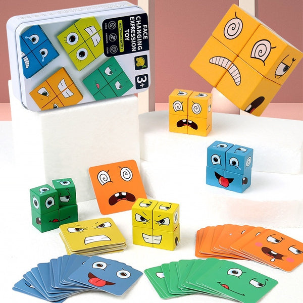 Children's Truth Story Adventure Face-changing Cube Building Blocks Toys