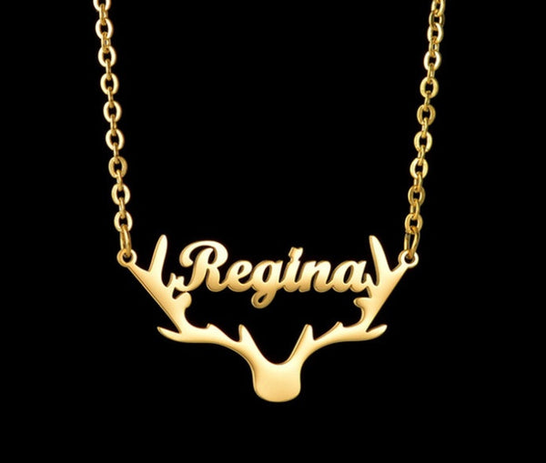 Necklace Girl A Deer Has You Elk Antlers English Letters