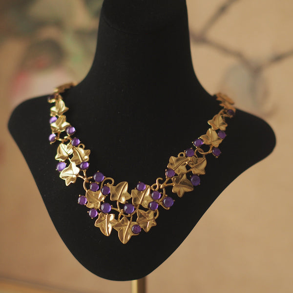 Vintage Grape Matte Niche Vintage Gemstone Necklace