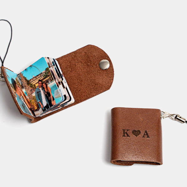 Mini Leather Photo Keychain Personality DIY