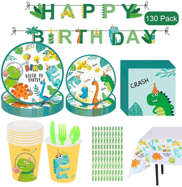 Dinosaur Children's Paper Plate Paper Cup Arrangement Props Party Decoration Tableware Set