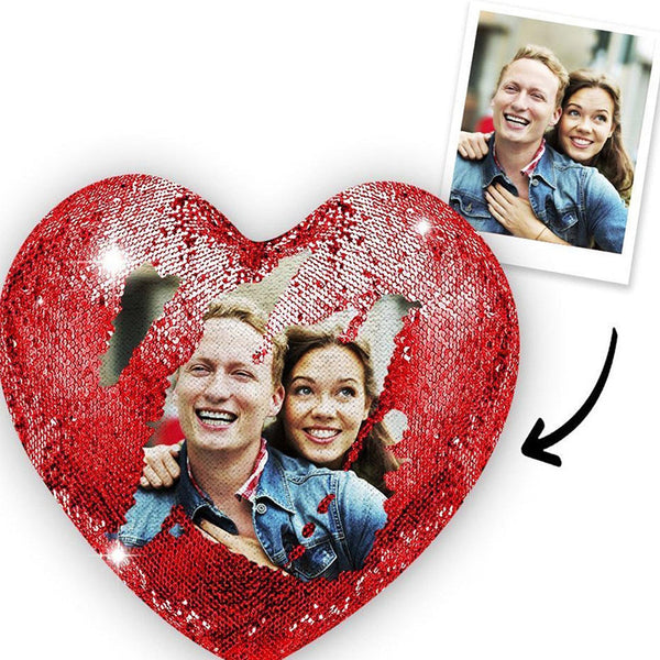 Heart Shaped Sequin Photo Pillow Picture