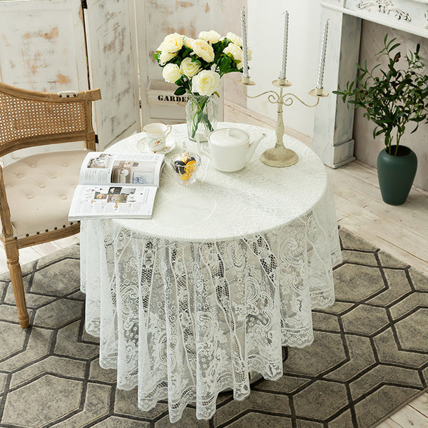 Black Lace Tablecloth Hollow Round Cafe