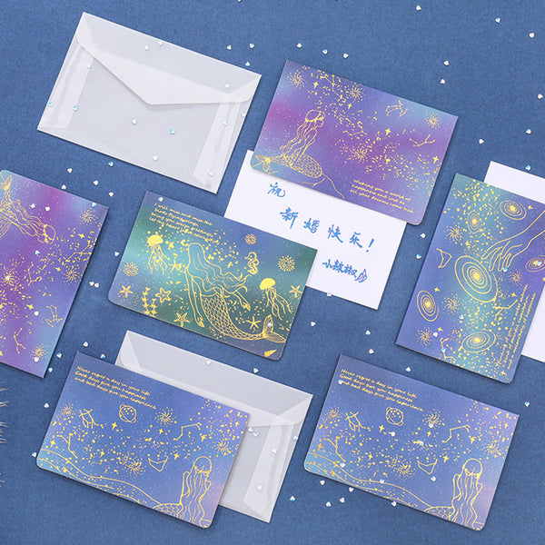 High-end Aesthetic Sulfuric Acid Paper Bronzing Folding Greeting Card Envelope Set