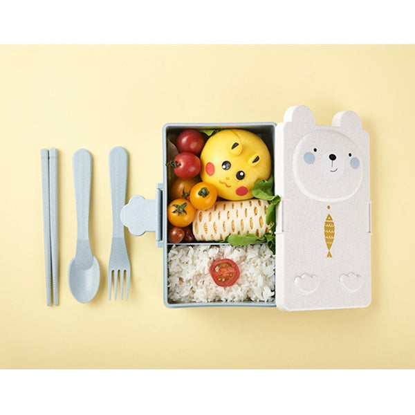 Cartoon Wheat Straw Bento Box For Children Going Out And Complementary Food Box