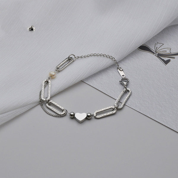 Simple Small Clear Girlfriends Paperclip Chain Bracelet