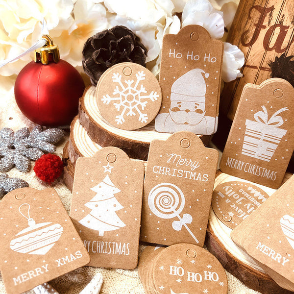 Christmas Kraft Paper Christmas Tag Card With Hemp Rope Christmas Gift Product Set