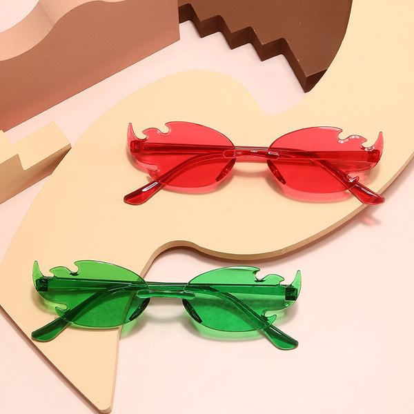 Flame European And American Personalized Trend One-piece Frameless Colorful Dance Party Candy Color Glasses