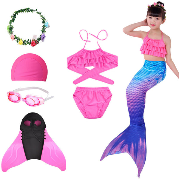 Girls Mermaid Tail Princess Dress Swimming Suit