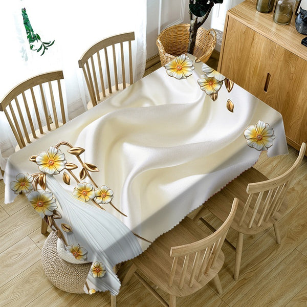 Creative White Pleated Embossed Tablecloth