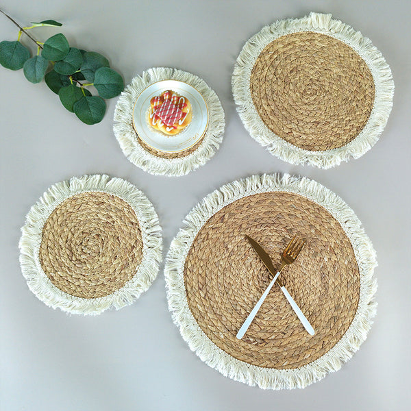 Round Straw Placemat Water Hyacinth Grass Woven