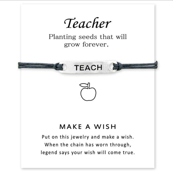 Teach Bracelet Wish Card Handchain As Best Gift For Teachers Alloy Wish Bracelets Jewelry Blessing Bracelet Lucky Rope