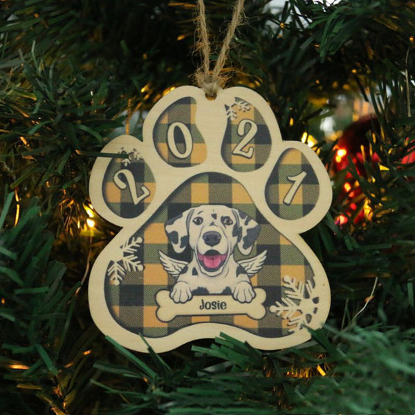 Colorful Wooden Pendant Pet Dog Paw DIY Christmas Tree Decoration